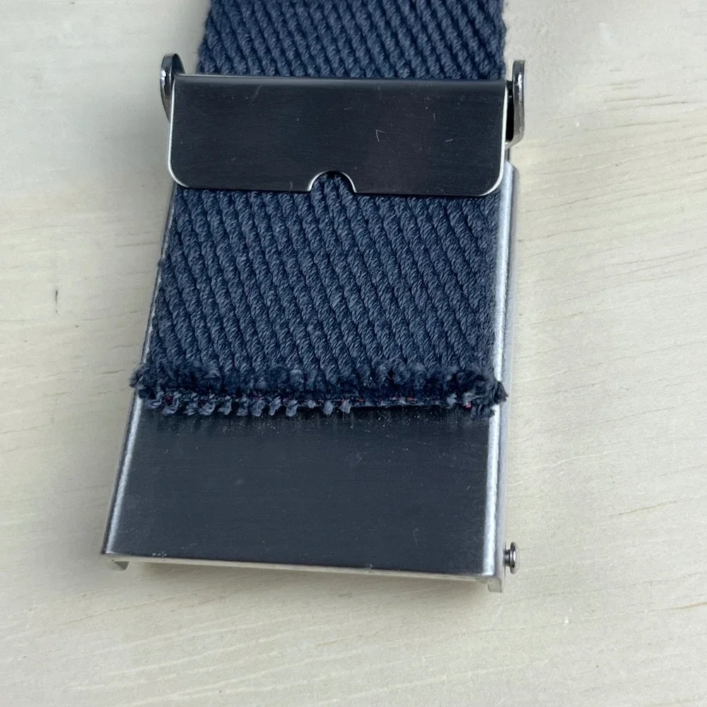 Jack Nicklaus Mens Blue Canvas Web Belt Silver Golden Bear Buckle max 46 Inch